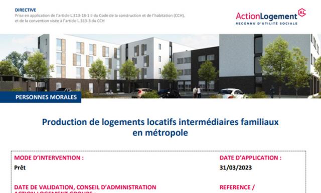 Directive Production de logements locatifs intermédiaires en Métropole