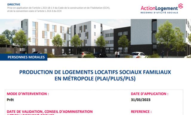 Directive Production de logements locatifs sociaux familiaux en métropole